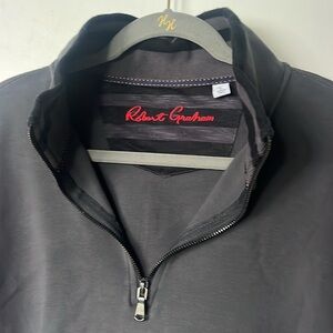 EUC Robert Graham gray & black quarter zip classic fit pullover sweater large